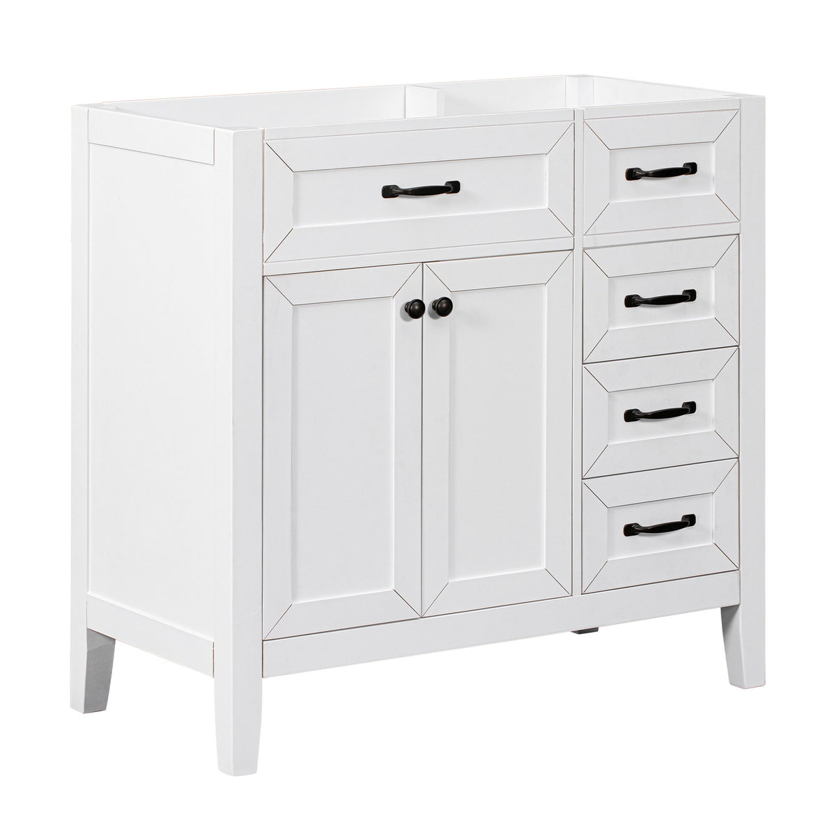 Modern Bathroom Vanity Base Only, 2 Doors And 3 Drawers