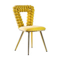 Modern Chair With Iron Tube Legs, Soft Cushions And Comfortable Backrest, Suitable For Dining Room, Living Room, Cafe, Hairball Back