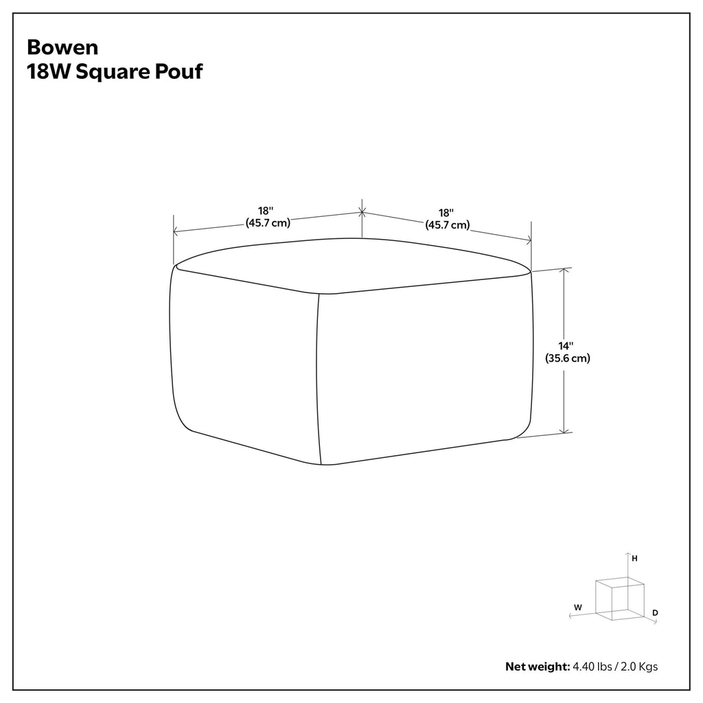 Bowen - Square Pouf - Black