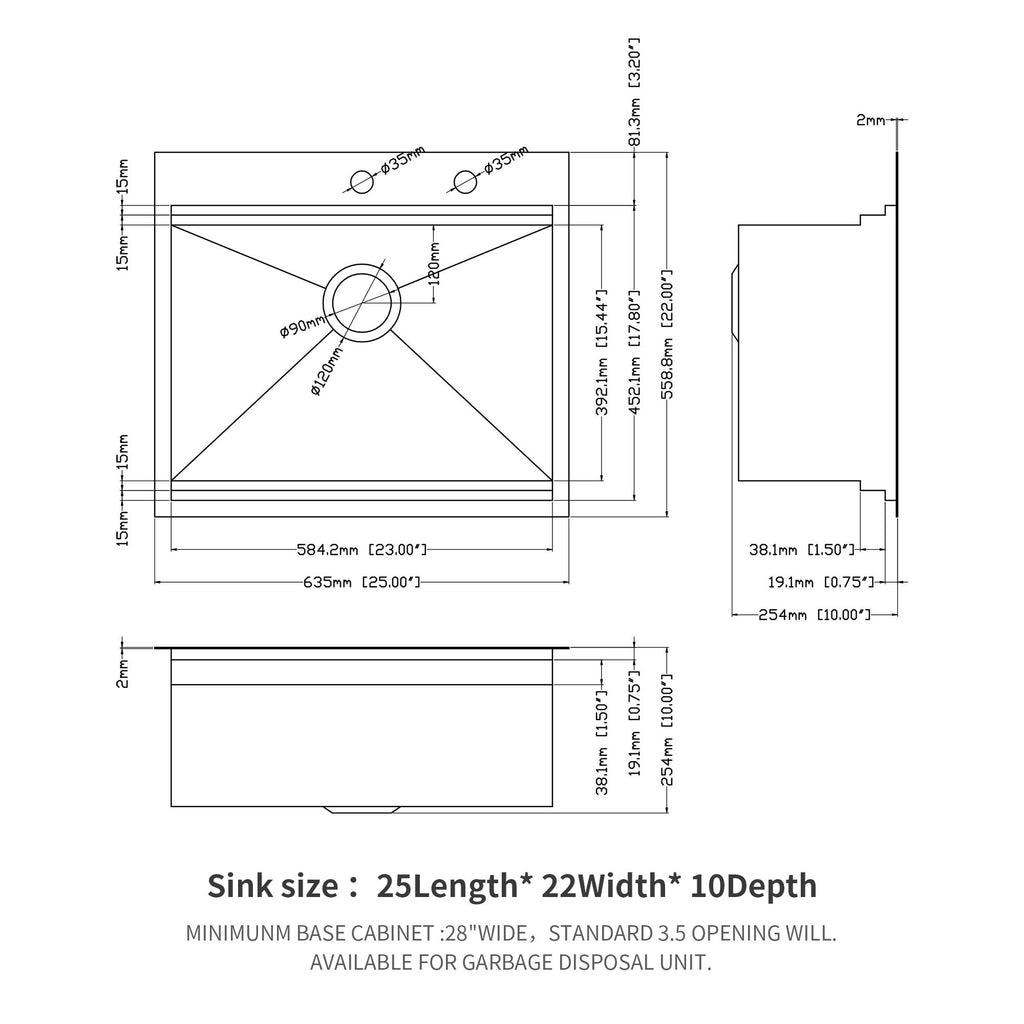 Drop In Kitchen Sink Stainless Steel 16 Gauge