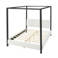 Queen Canopy Bed With Upholstery - White / Black