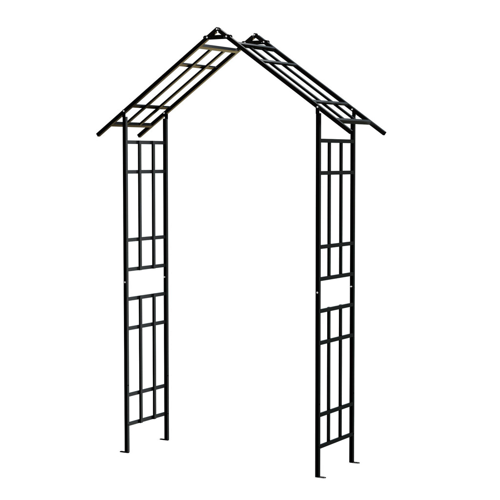 Garden Arch With Adjustable Width Climbing Plants Support - Black