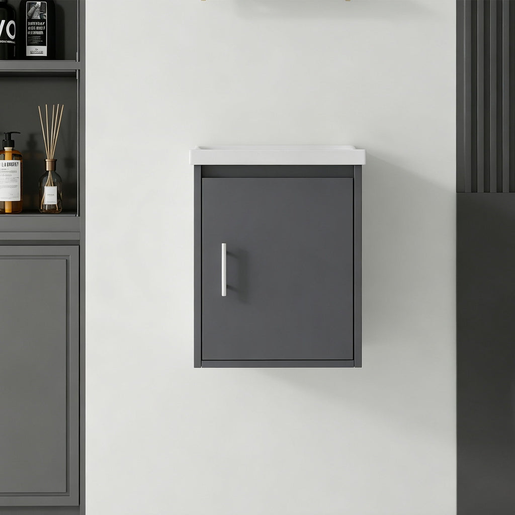 Floating Bathroom Vanity Combo, Wall Mounted Cabinet With Sink & Soft Close Doors For Small Bathrooms