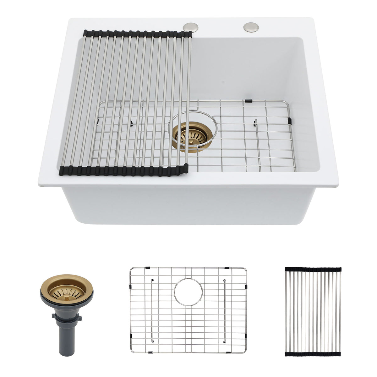 Quartz Kitchen Sink, Granite Composite, Drop In Sink With Durable Design