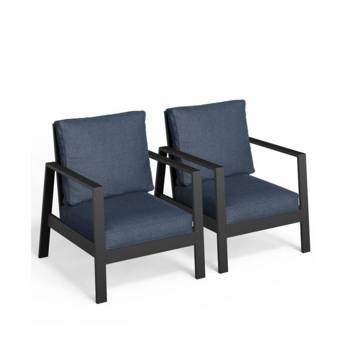 All-Weather Ergonomic Patio Armchairs With Thick Cushions (Set of 2)