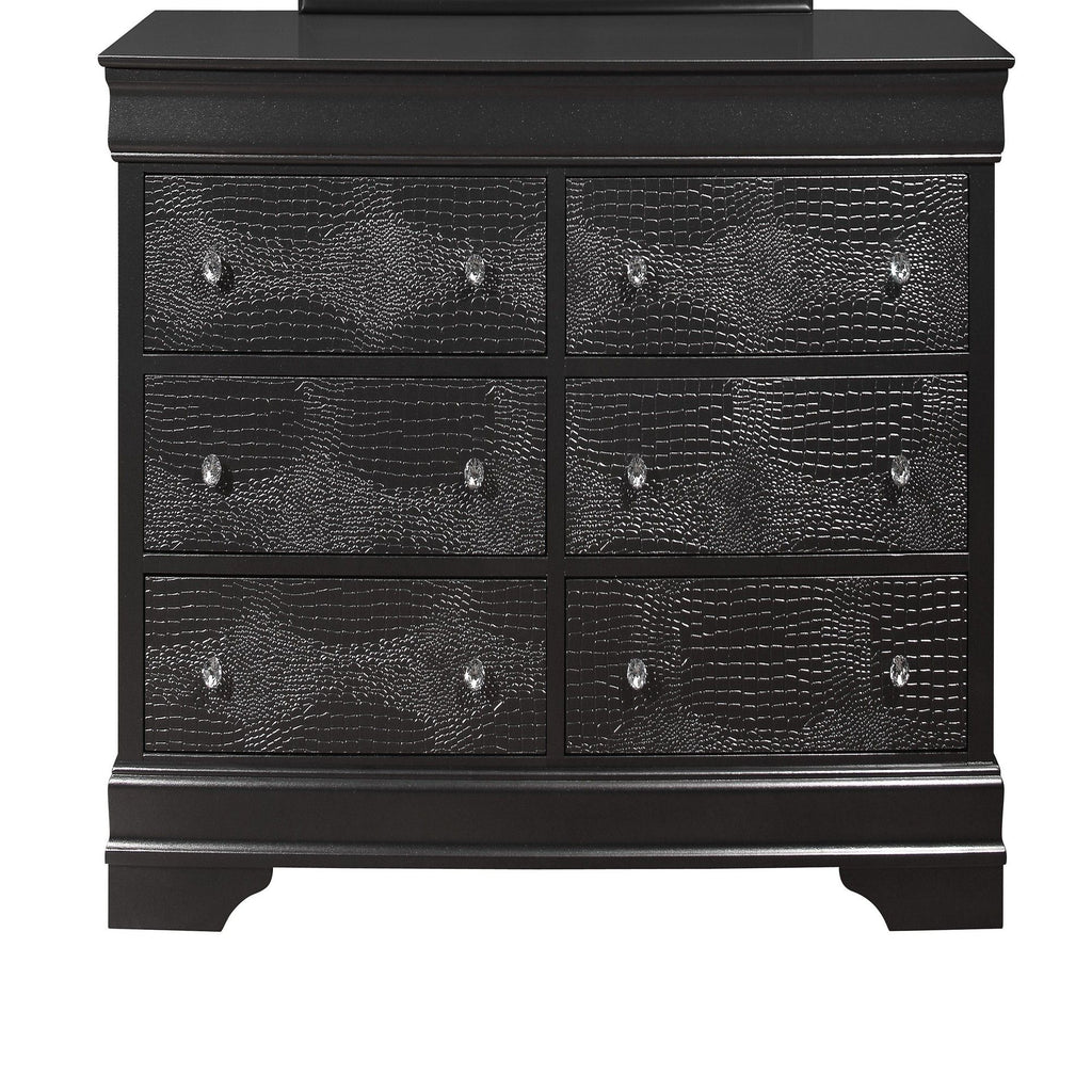 Shaker - 5 Pieces Bedroom Set With Crystal Inspired Tufted Headboard And LED Lighting