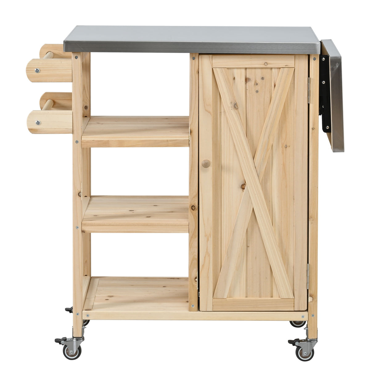 Foldable Outdoor Kitchen Island With Storage Cabinet