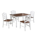 5 Piece Dining Set With Table And Ladder Back Chairs - Oak / White