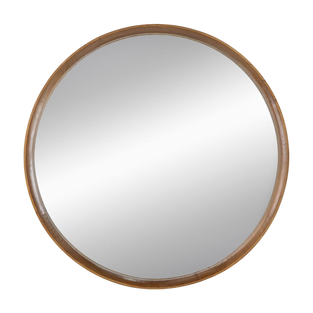 Round Wood Mirror, Wall Mounted Mirror Home Decor For Bathroom Living Room