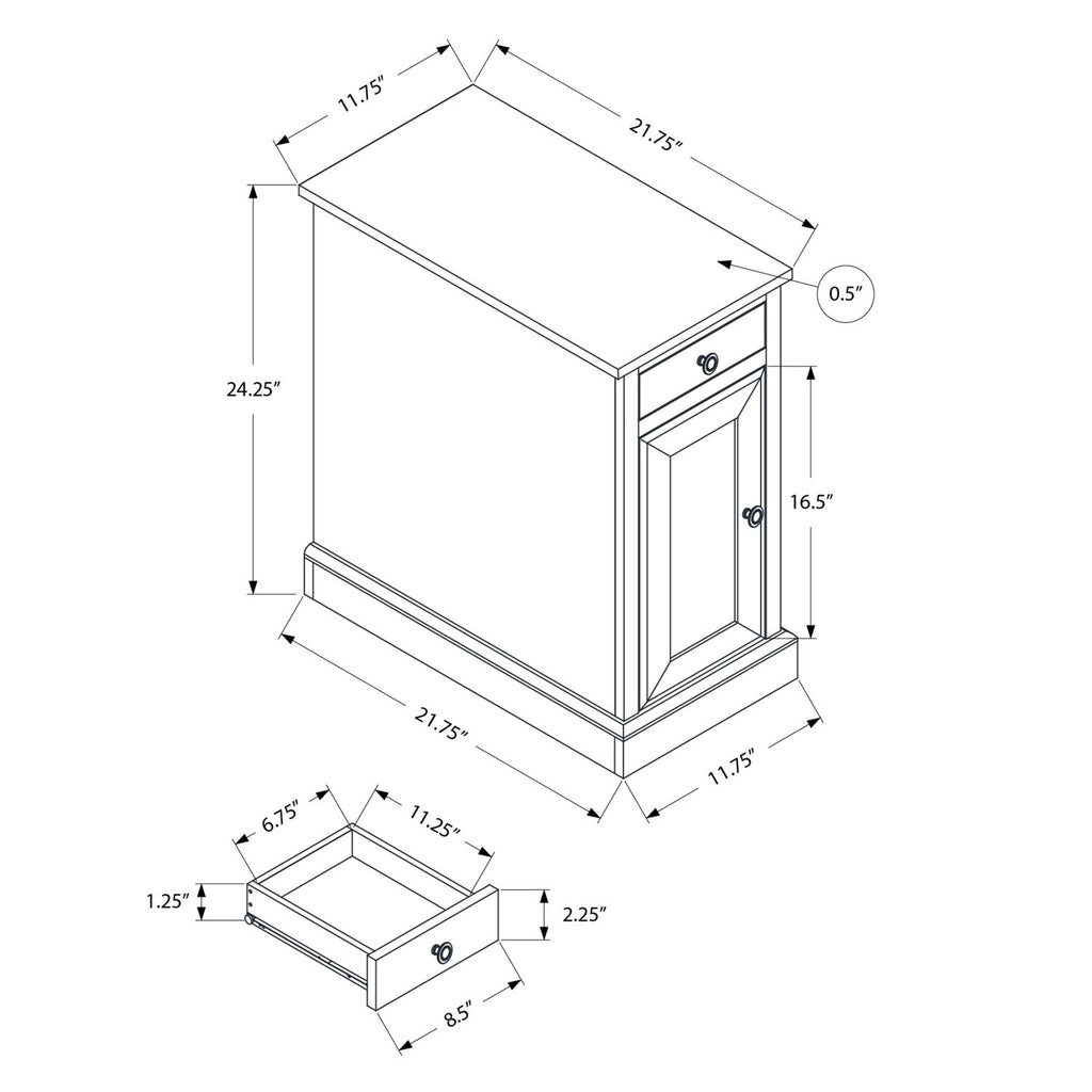 Accent End Table, Storage Drawer, Versatile Design - Espresso
