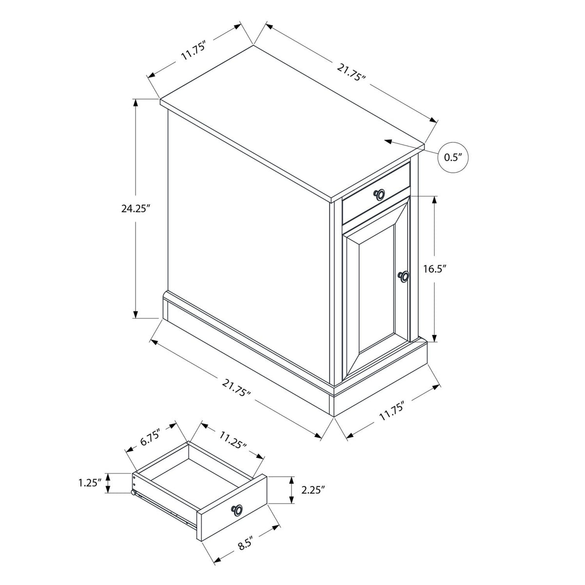 Accent End Table, Storage Drawer, Versatile Design - Espresso