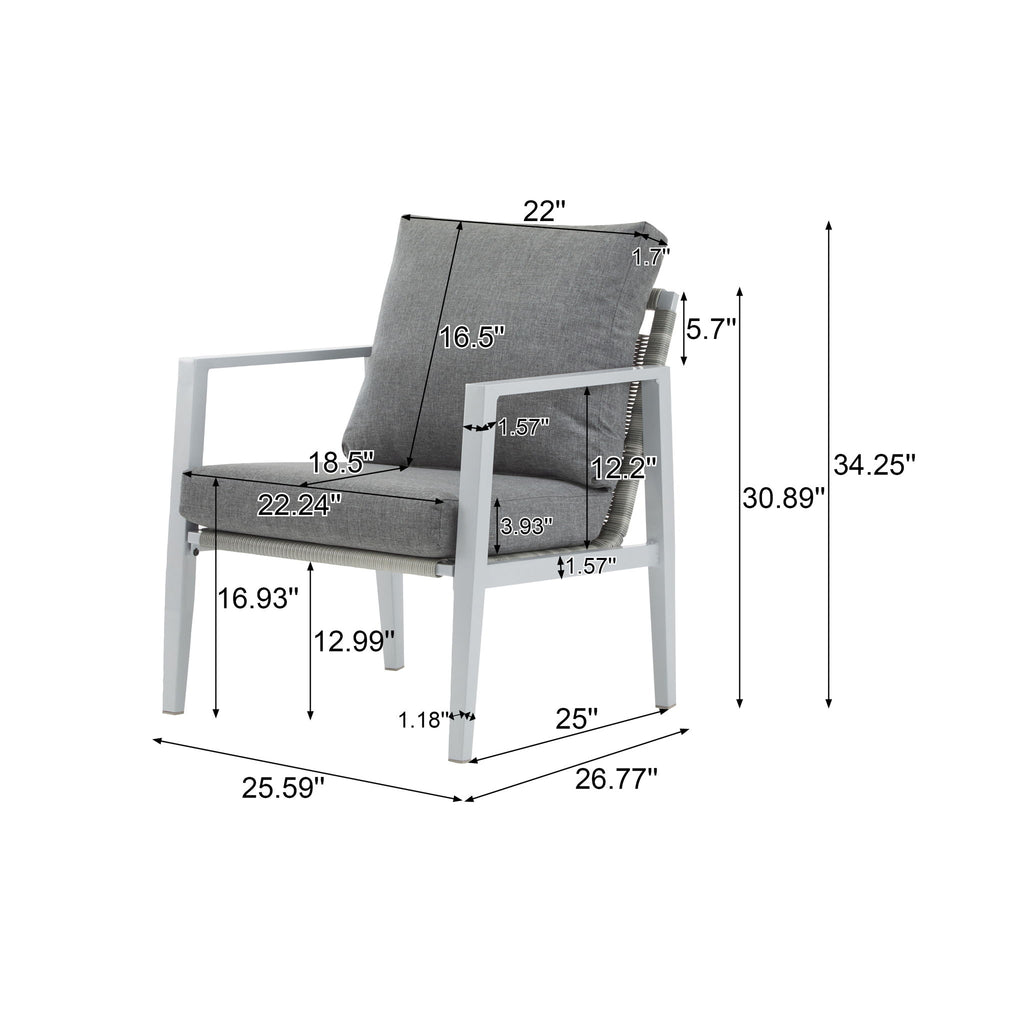 Modern Lounge Chair With Rope Accents And Cushions