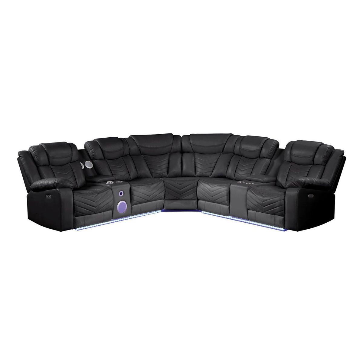 Challenger - Recliner Sectional Sofa, Built In USB, C Ports & Bluetooth