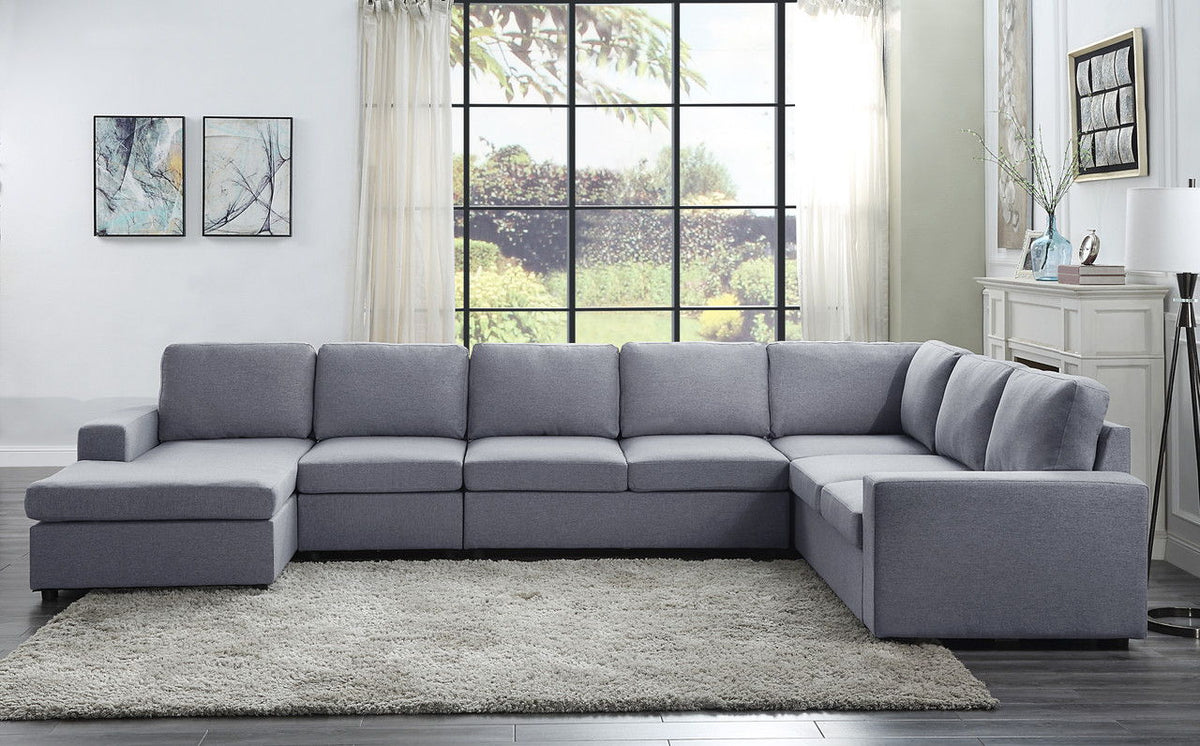 Tifton - 7 Seat Reversible Modular Sectional Sofa Chaise - Light Gray