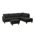 L - Shaped 3 Piece Sectional Sofa With Chaise, Storage Ottoman & Cup Holders