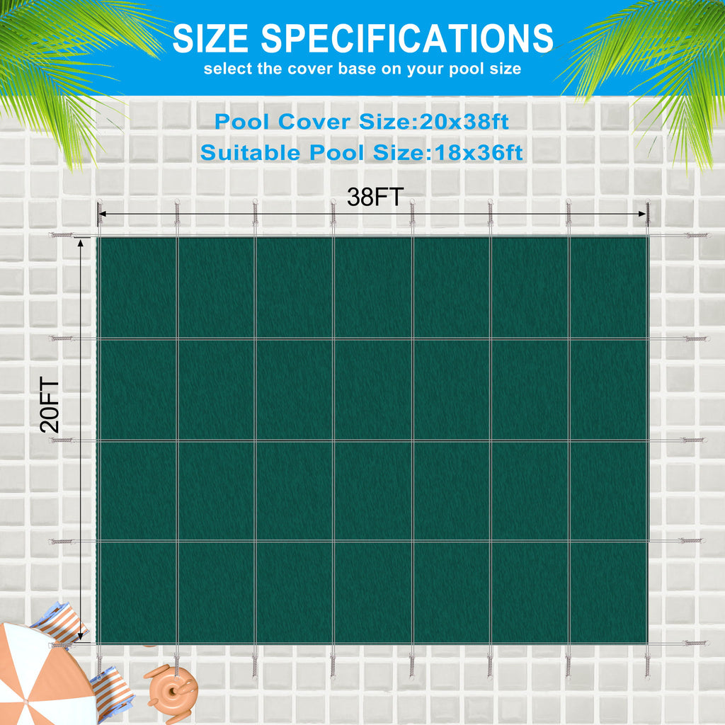 Inground Rectangle Winter Safety Pool Cover, Solid Safety