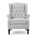 Tufted Arm Chair Recliner With Wingback Style, Pushback Mechanism - Light Gray