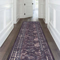 Maval - 2'6'' X 10' Washable Runner Rug - Black / Burgundy