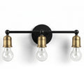 3 Light Wall Sconce, Vanity Light, No Bulbs Included - Black / Gold