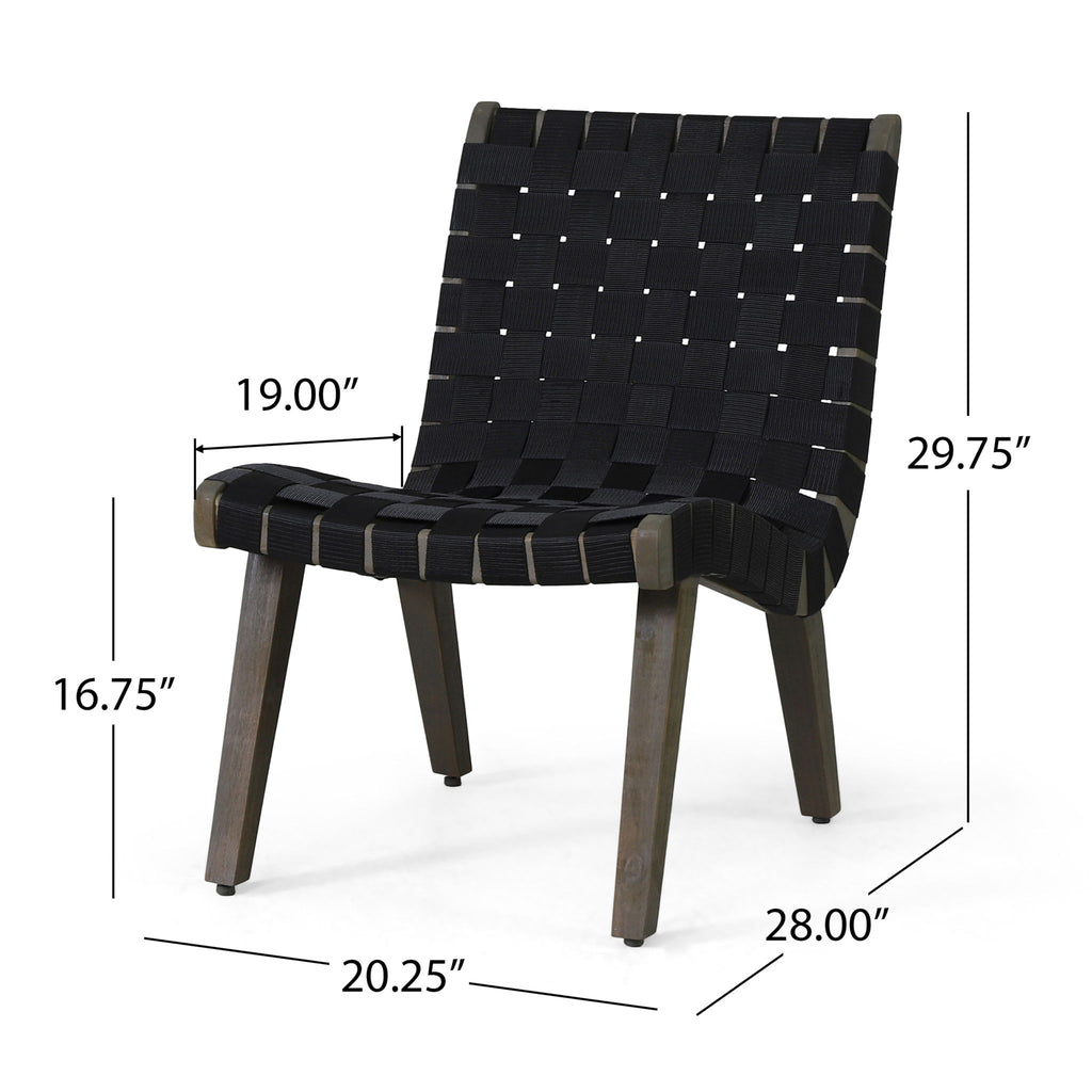 Lounge Chair With Stunning Rope Weave Design, (Set of 2) - Black