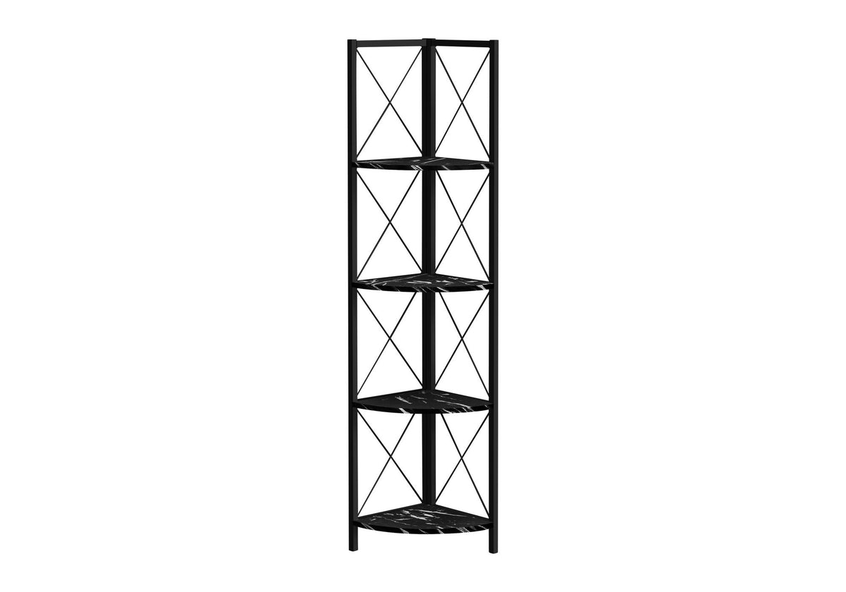 Bookshelf, Bookcase, Etagere, Corner, 4 Tier, Office, Marble Look Contemporary & Modern