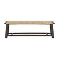 Farmhouse Modern Solid Wood Rattan Bench Multi Functional Design 59" Indoor & Covered Outdoor Bench - Walnut