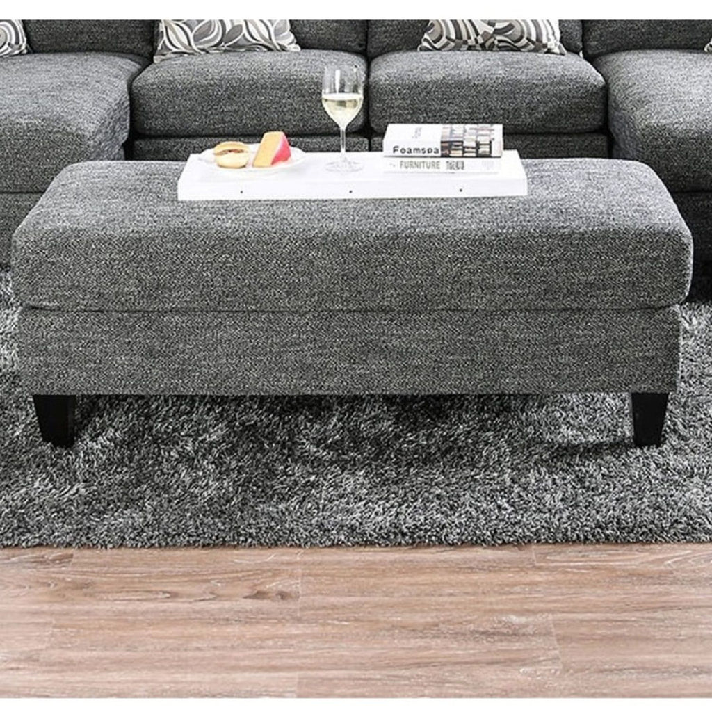 Ottoman With Plush Seat Living Room Furniture - Gray
