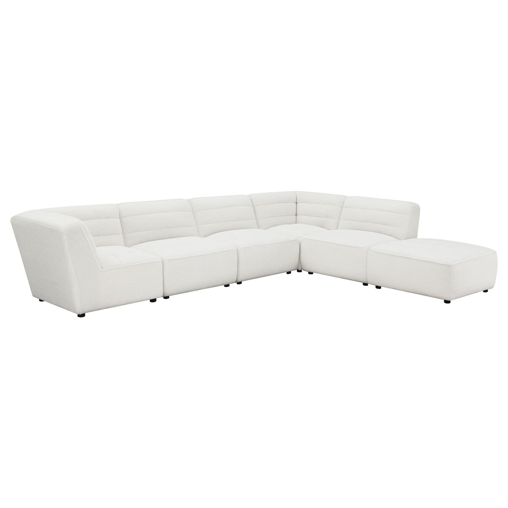 Nevve - 6 Piece Upholstered Tufted Sectional - Ivory