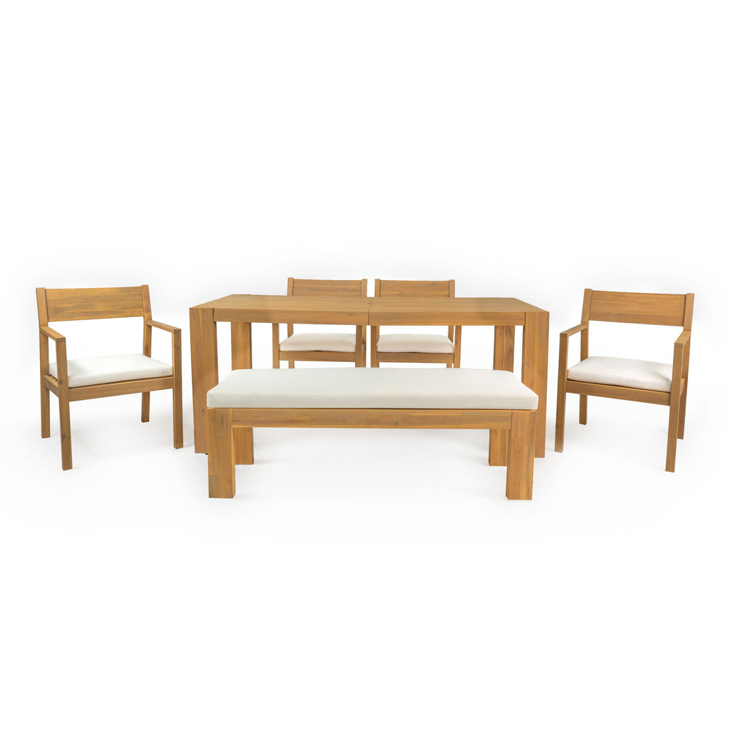 Outdoor Dining Set Rectangular Table With Umbrella Hole