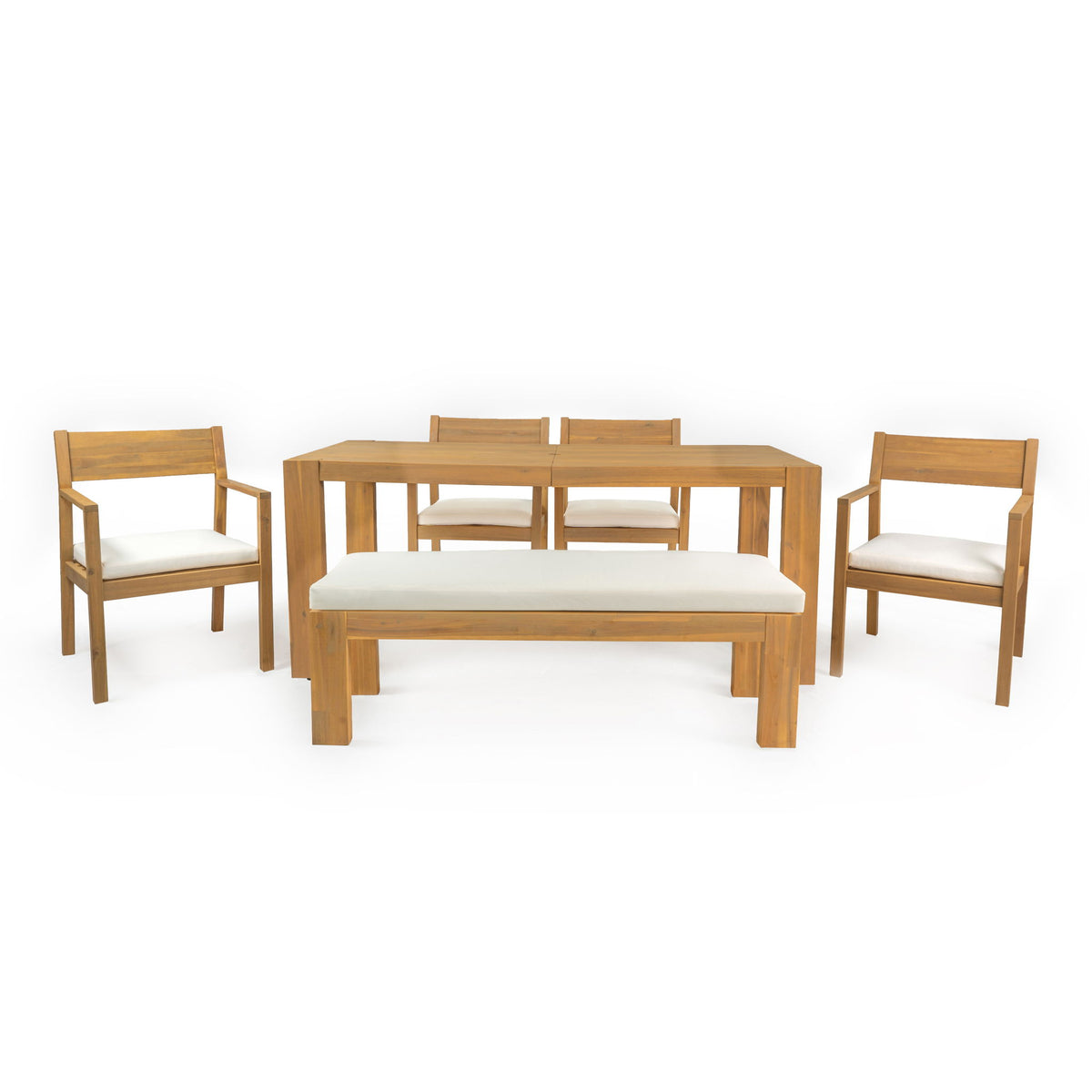 Outdoor Dining Set Rectangular Table With Umbrella Hole