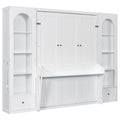 French Style Murphy Platform Bed With Shelf, Side Cabinets, Drawers And LED