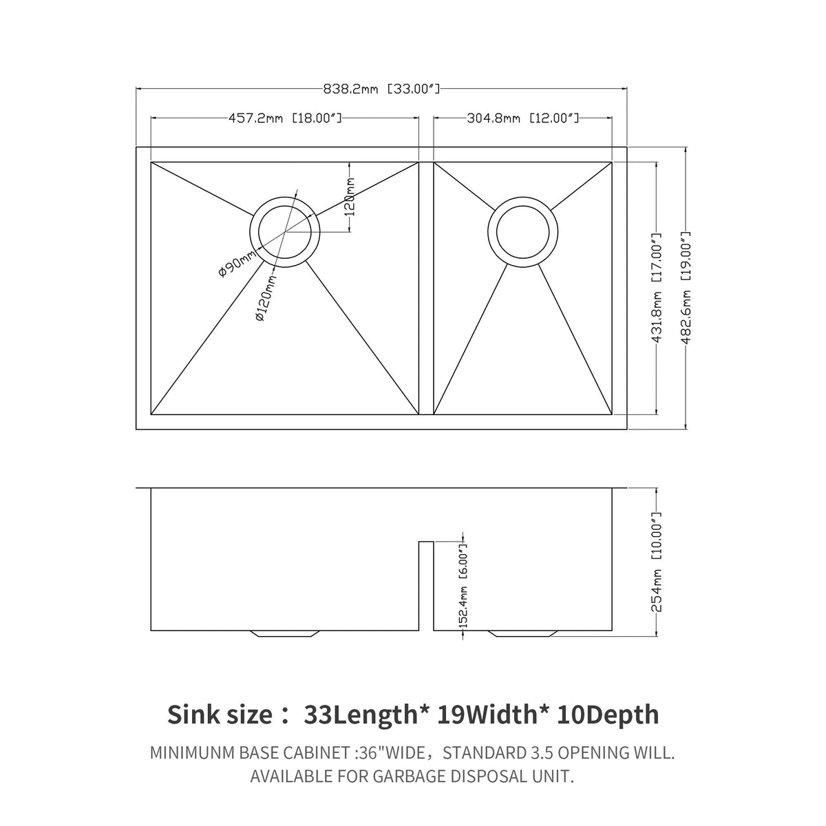 Modern Double Bowl Undermount Kitchen Sink 50 / 50 Design Stainless Steel