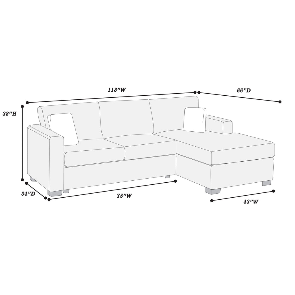 Sectional Sofa Set With Reversible Chaise, Living Room Furniture