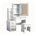 Vanity Desk With Mirror And Lights For Makeup And Chair Set With 3 Adjustable LED Lighting, 4 Drawers - White
