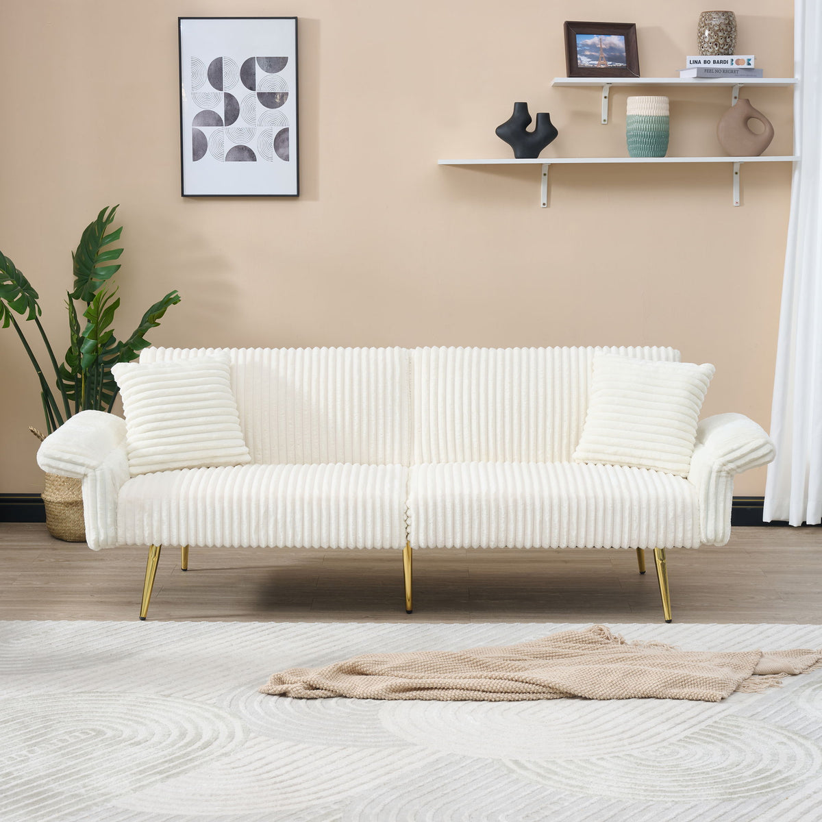 Luxury Foldable Double Sofa Bed With Folding Armrests
