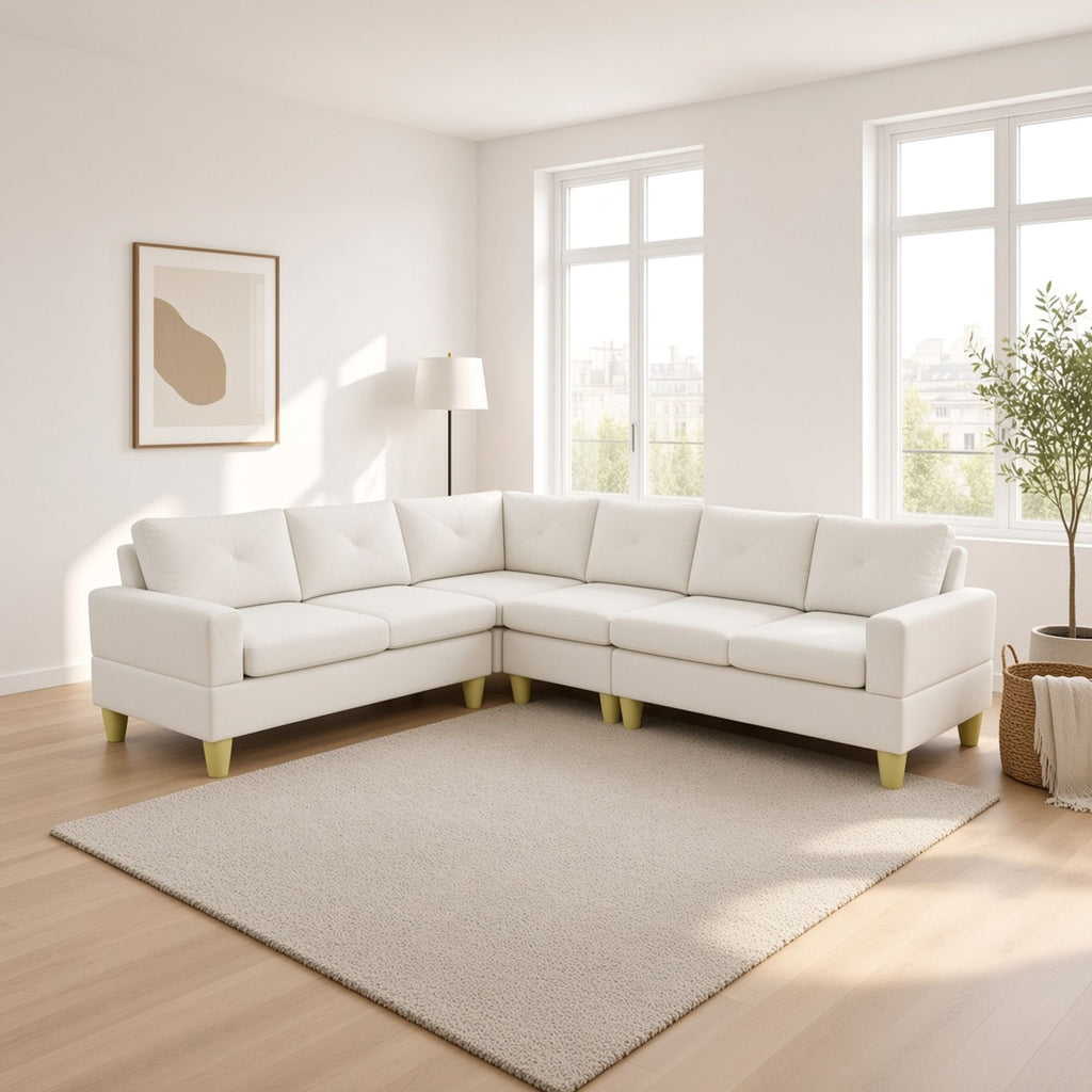 Modular L - Shaped Sectional Sofa 6 Seater 4 Piece Couch With Chaise