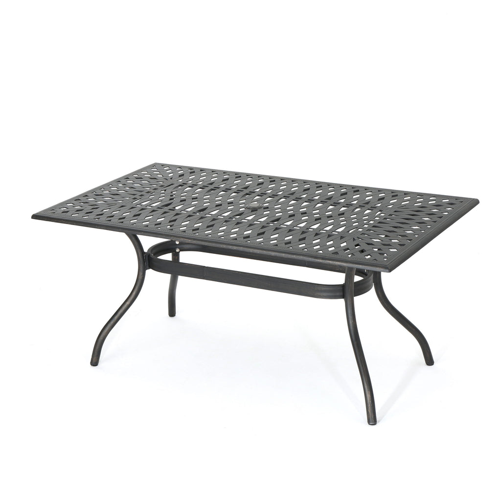 Enchantia - Outdoor Rectangular Dining Table With Weave Tabletop And Flared Legs - Copper