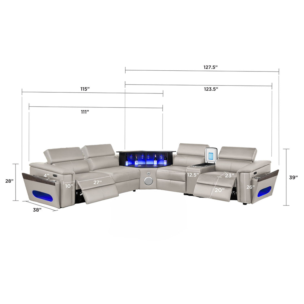 Nova - Sectional With Bluetooth Speaker, LED And Lifting Wine Cabinet
