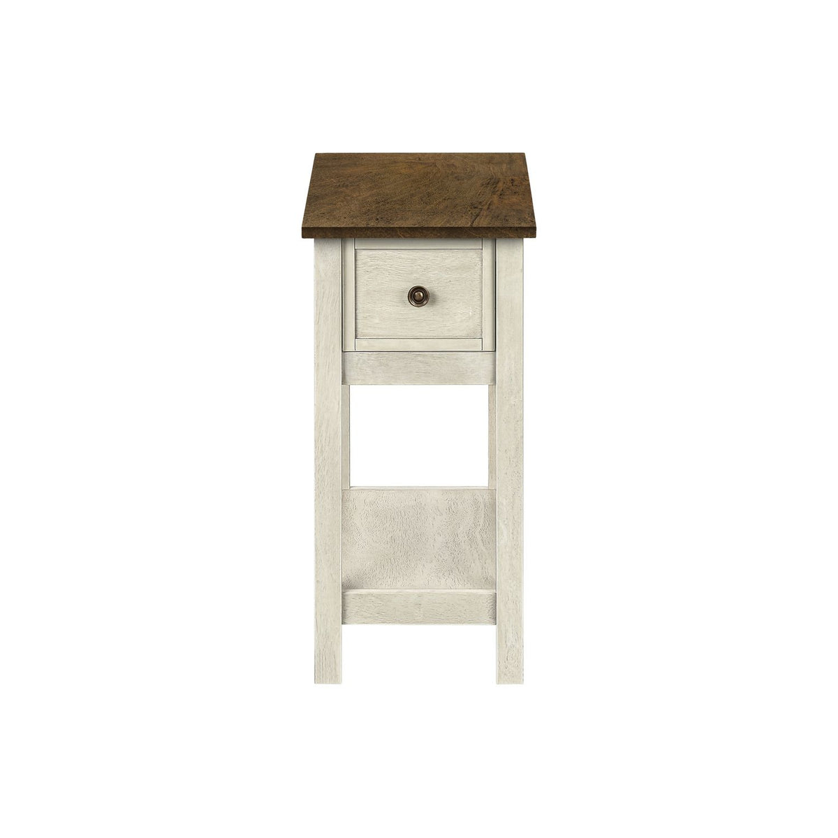 Accent End Table, 2 Tier, Narrow, Lamp, Storage Drawer, Charming Design