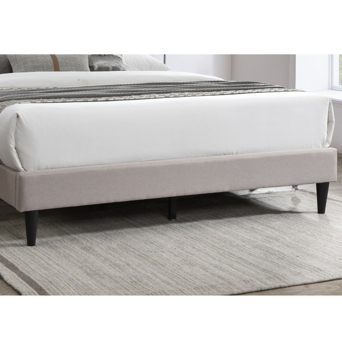 Bed With Nailhead Trim Accents, Upholstered Platform Frame