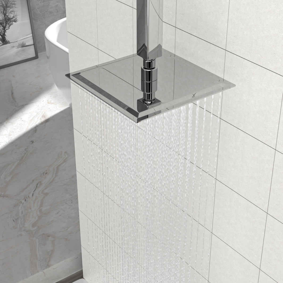 8" Square Rain Shower Head, Ceiling / Wall Mount Stainless Steel Bath Fixture