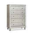 5 Drawer Bedroom Chest With Diamond Patterned Fronts - Silver