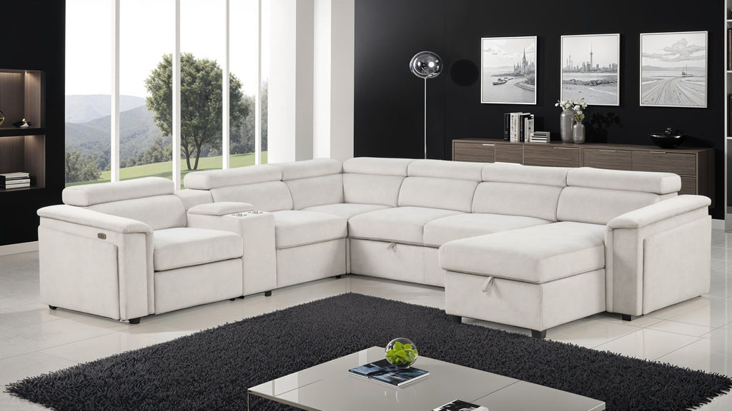 Harvey - Power Recliner Sectional Sleeper - Beige