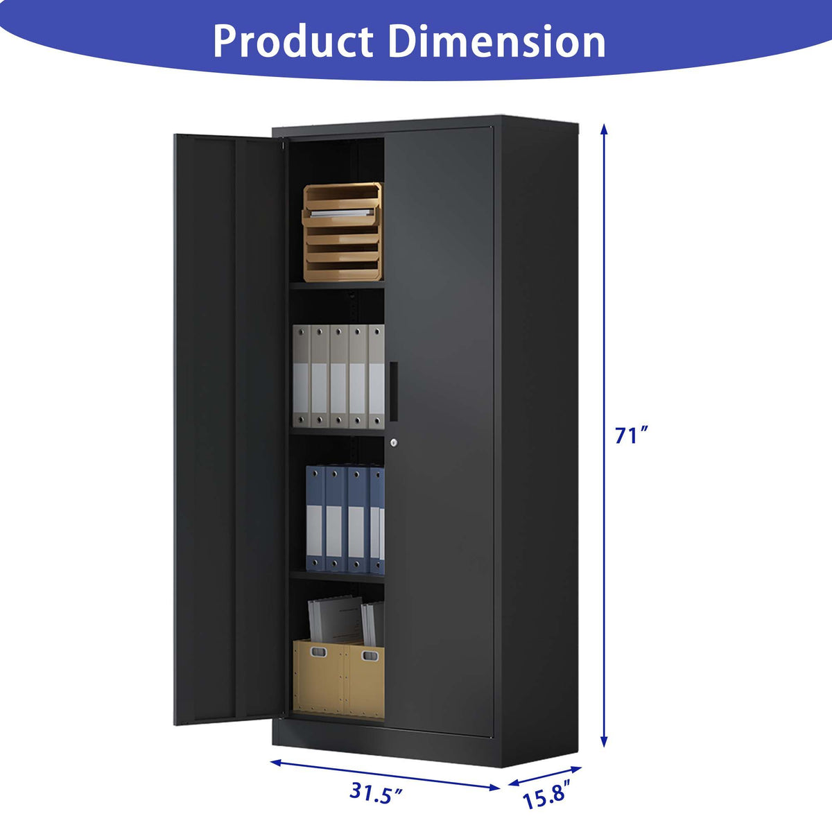 Heavy Metal Garage Storage Cabinet With Locking Doors, Steel, Adjustable Shelves