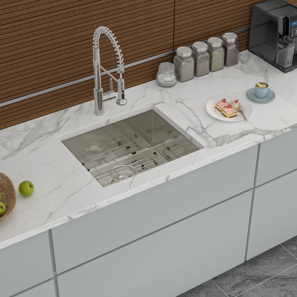 Modern Undermount Stainless Steel Kitchen Sink 16 Gauge, Deep Single Bowl