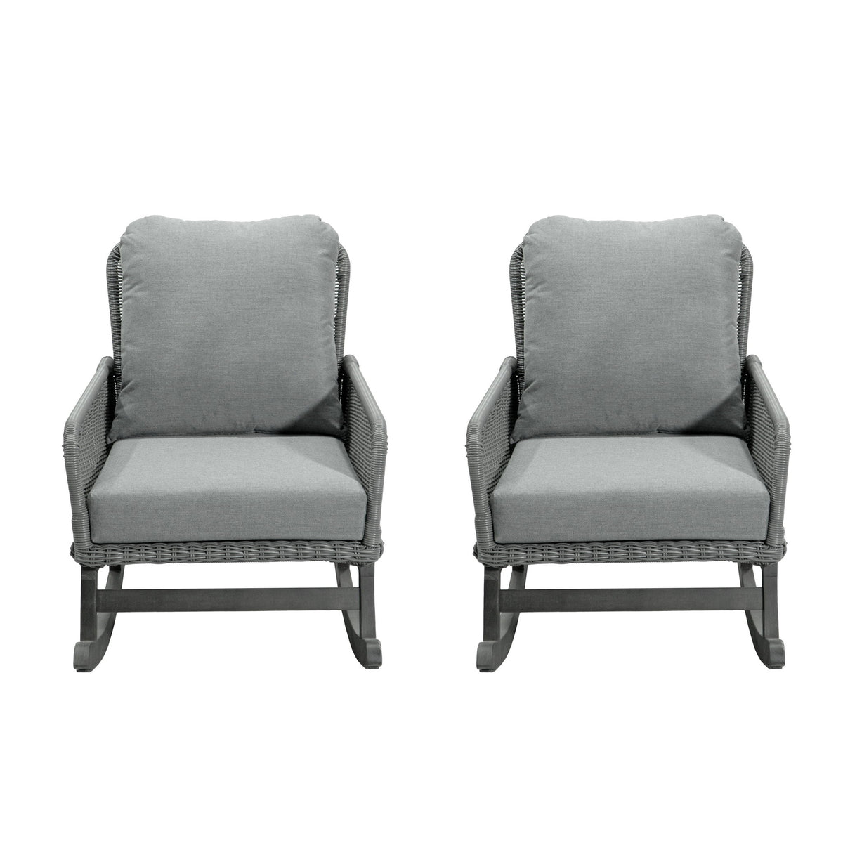 Contemporary Minimalist Wicker Rocking Chair With Soft Cushions And Durable Wooden Frame