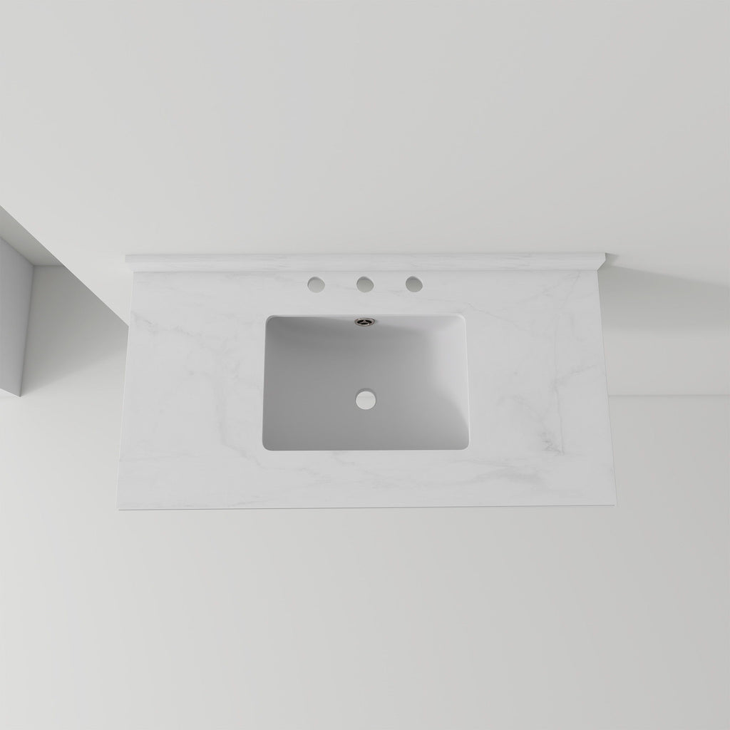 Basin Sink, Triple Faucet Holes, 2" Thick Rim, Sink Only