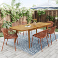Modern Outdoor 7 Piece Expandable Dining Set With Stackable Chairs