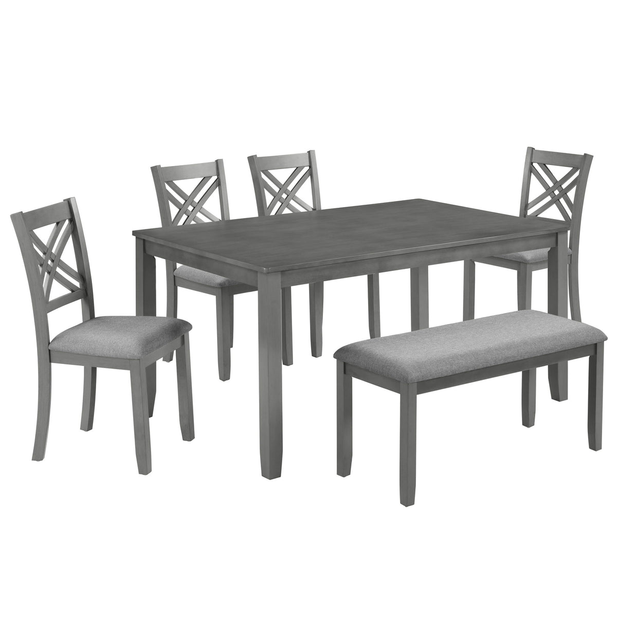 Kitchen Dining Set, Rectangular Dining Table & Upholstered Chairs