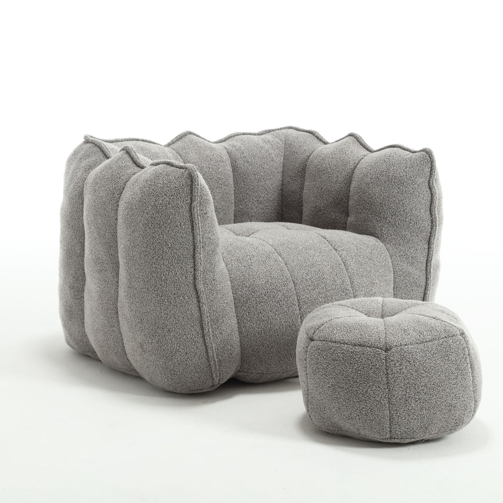 Soft Bean Bag Chair With High Resilient Foam (Chips) - Gray
